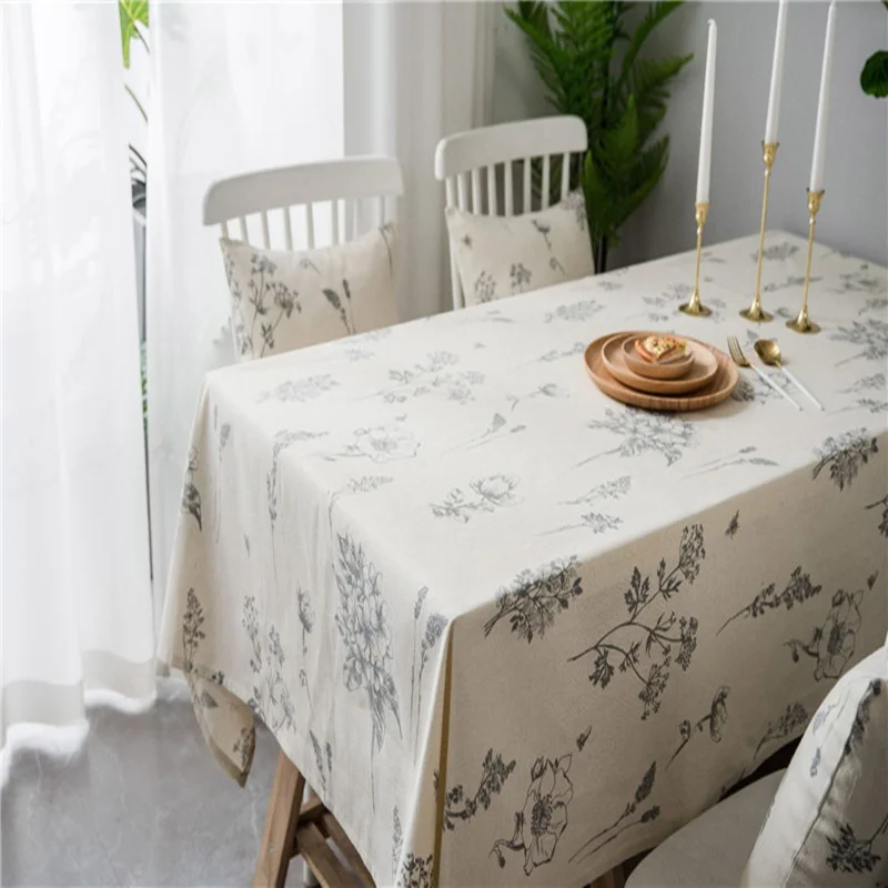 Столовое Покрытие Прямоугольной Формы С Принтом Пасторального Стиля Животных И Растений на Маленьком Свежем Столе Кухонном Обеденном Столе Мебельном Столе.