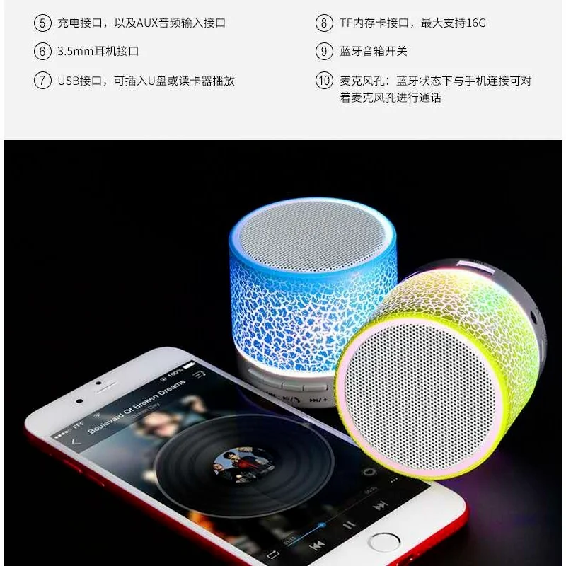 

A9 Portable Mini BT Speakers MP3 Audio Music Player Subwoofer Loudspeakers Wireless Bluetooth Speaker