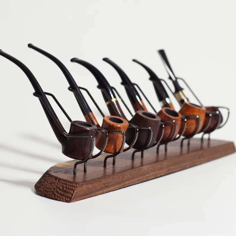 

Creativity Six Smoking Pipes Display Stand Metal Wooden Pipe Rack Tobacco Holder Rack For Tobacco Pipe Accessories