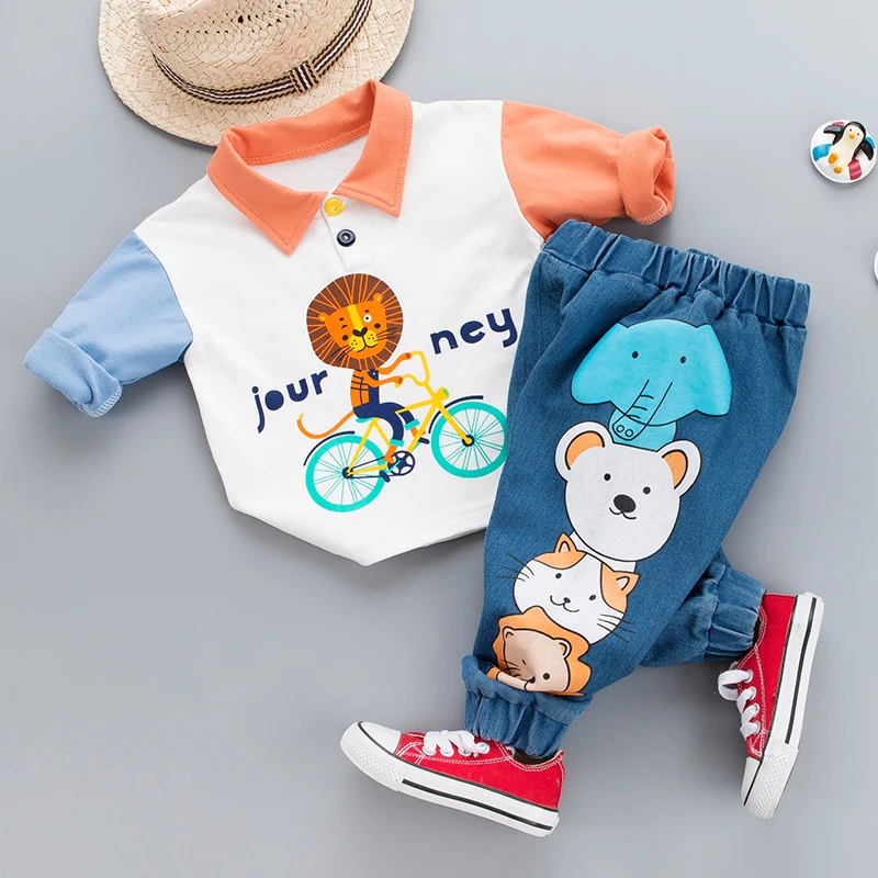 Осенние комплекты одежды для маленьких девочек и мальчиков Повседневная