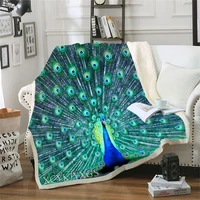 3d printed beautiful animal peacock blanket for beds hiking picnic thick quilt fashionable bedspread fleece throw blanket