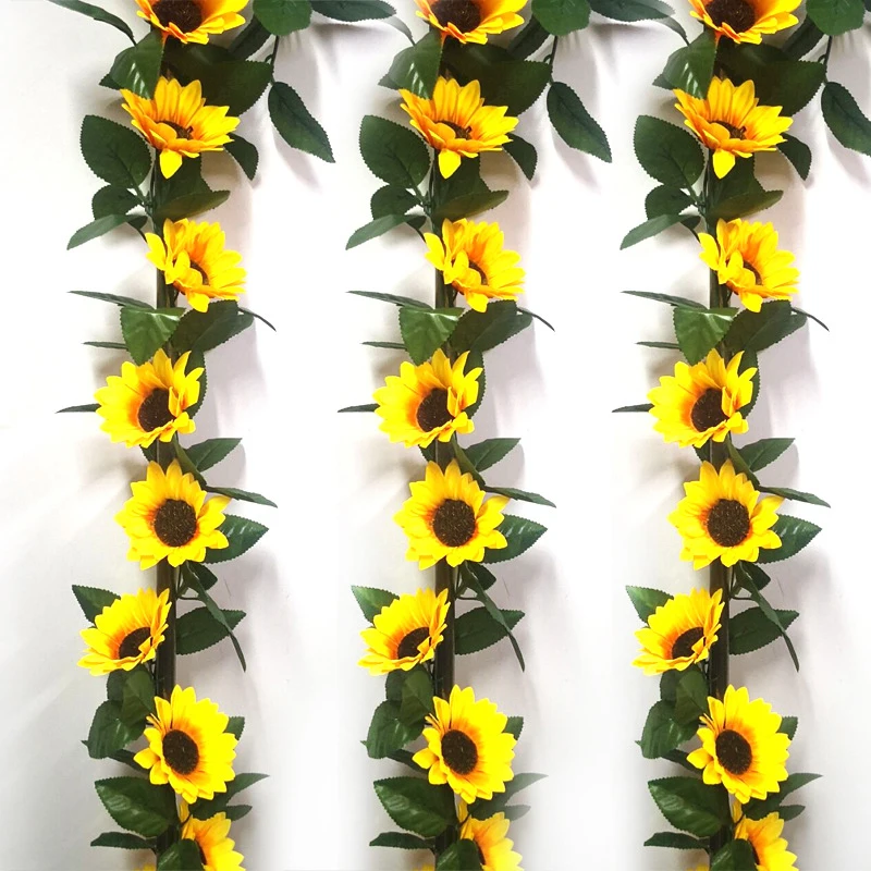 

Artificial flowers vine flower cane Sunflower cane Sunflower rattan Hanging Garland Fake Plants Home Fences Garden Wedding Decor