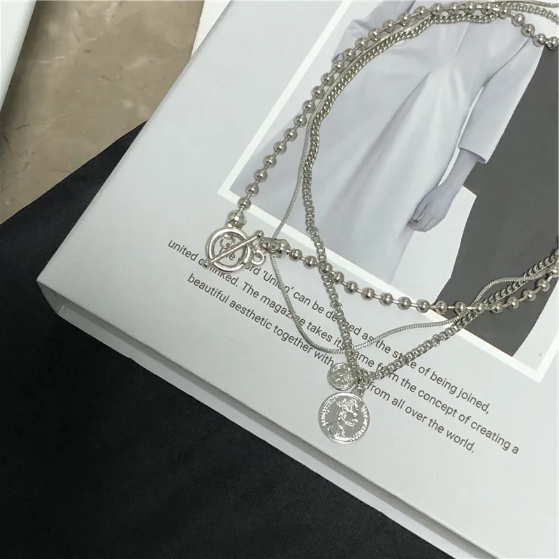 Модные Многослойные Чокеры-цепочки серебряного цвета геометрический Аватар