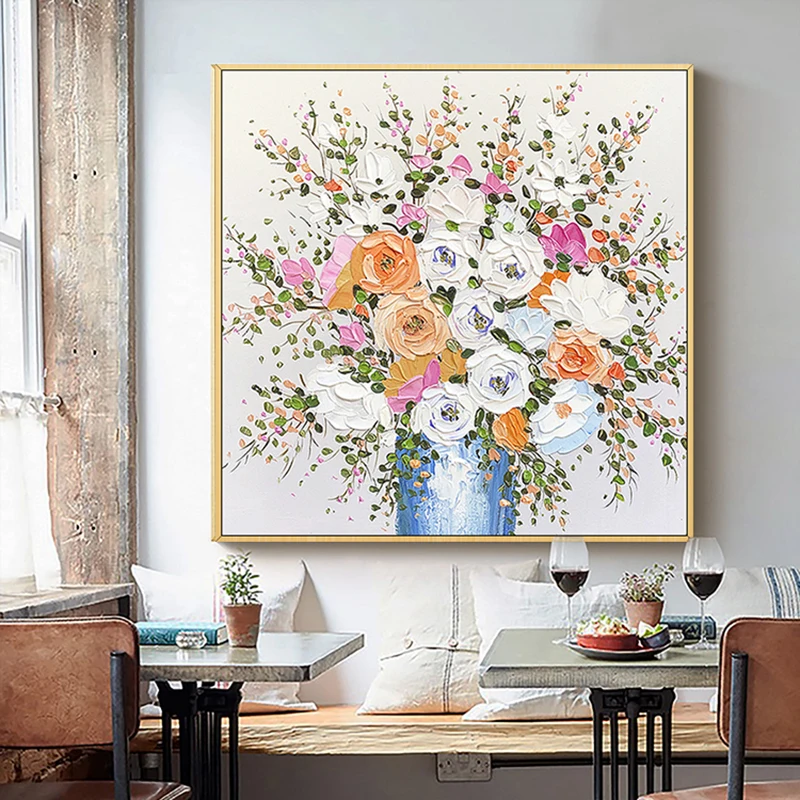 

Beautiful pictures of flower wall decoration Handmade canvas oil painting hanging picture artwork design for living room bedroom