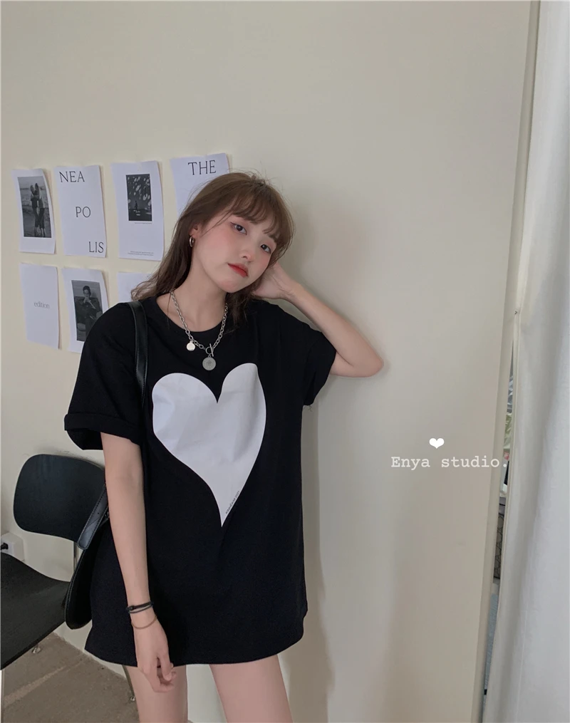 

YTX370 2021 new summer ins tide undershirt missing half-sleeved Korean loose love T-shirt women