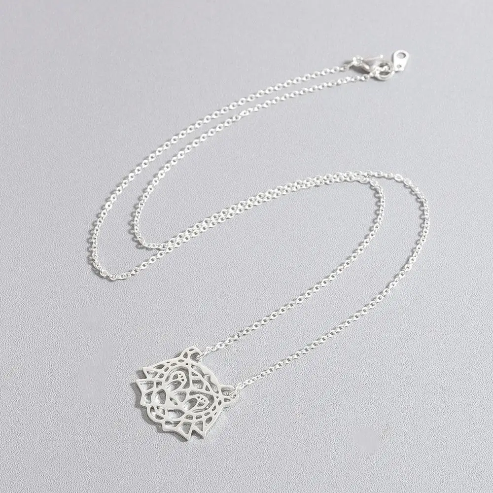 Todorova New Yoga Lotus Pendant Necklace Women Stainless Steel Jewelry Buddhism Water Lily Indian Vintage Boho Necklaces Female | Украшения