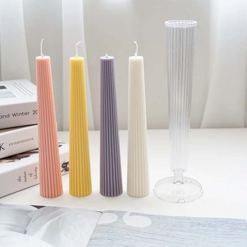

Aromatherapy Candle Mould Plastic Pinstripe Columnar Candle Mold Candle Mold DIY Aromatherapy Candle Church Candle Mould 1pc