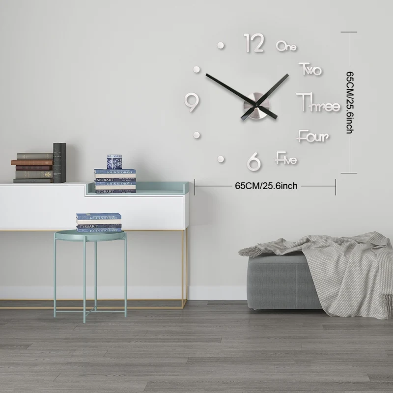 

3D DIY Clock Modern Silent Wall Sticker Large Clock Acrylic Mirror Self Adhesive Wall Clocks Living Room Bedroom Home Decor