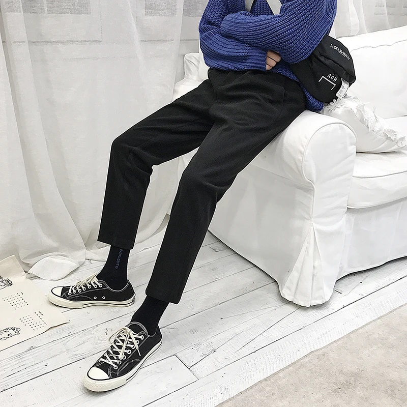 2019 зимние мужские повседневные штаны из шерсти и хлопка свободные брюки в