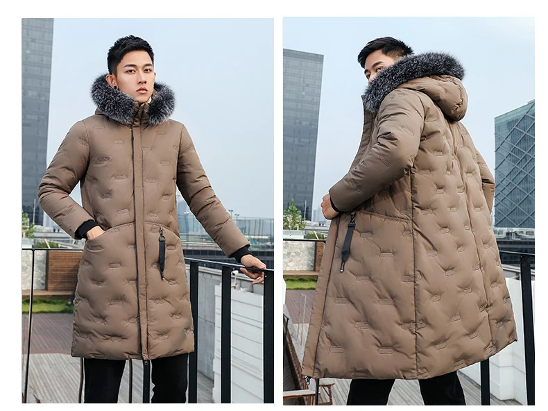 Большой натуральный меховой воротник пальто парки мужские зимняя куртка утепленная хлопковая одежда с меховым воротником теплые парки для девочек удобная мужская однотонная Цвет