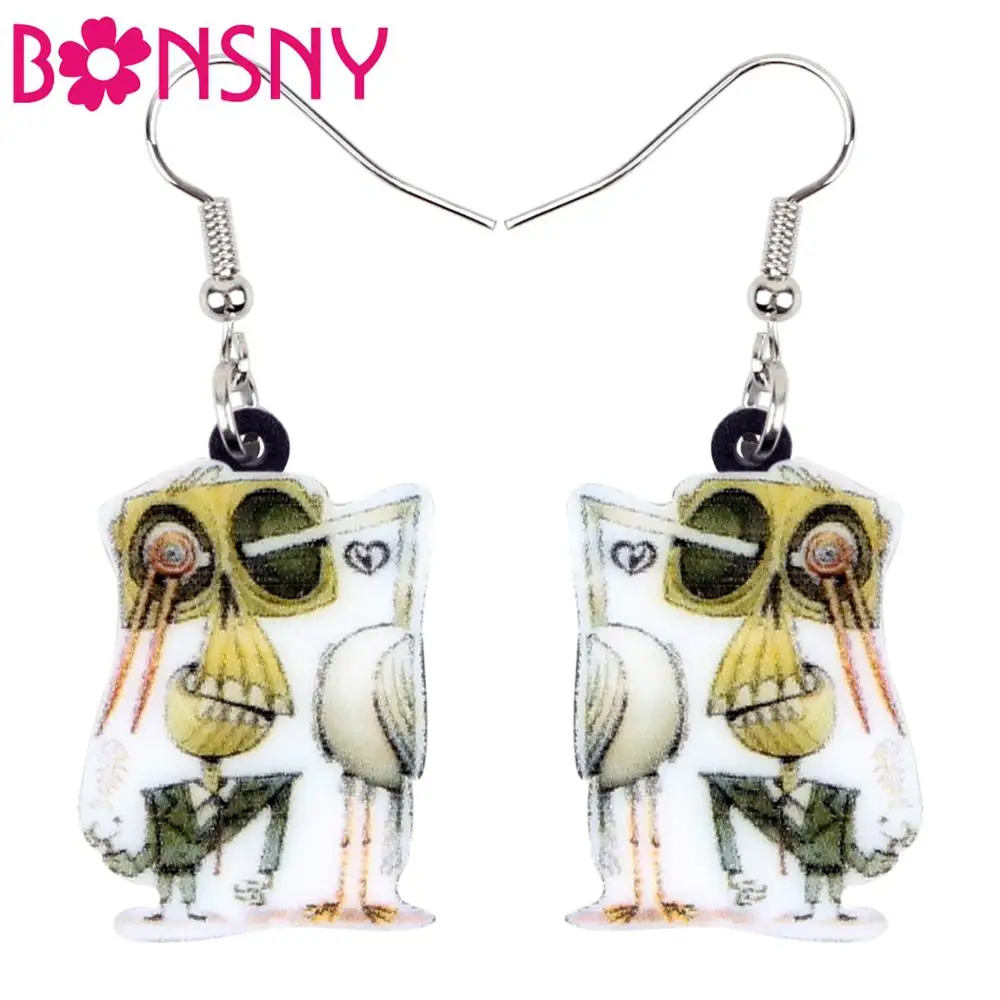 Акриловый мультяшный череп Bonsny для Хэллоуина скелет мужские украшения ювелирные