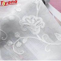 3d embroidery linen fabric pure white tulle curtain sheer curtain curtain tulle curtain eyelet rod pocket 3x2 6 wp144 20
