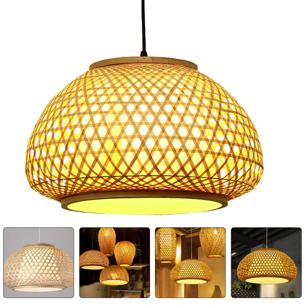 

1Pc Natural Bamboo Pendant Lamp Decorative Ceiling Light Creative Gift (Khaki)