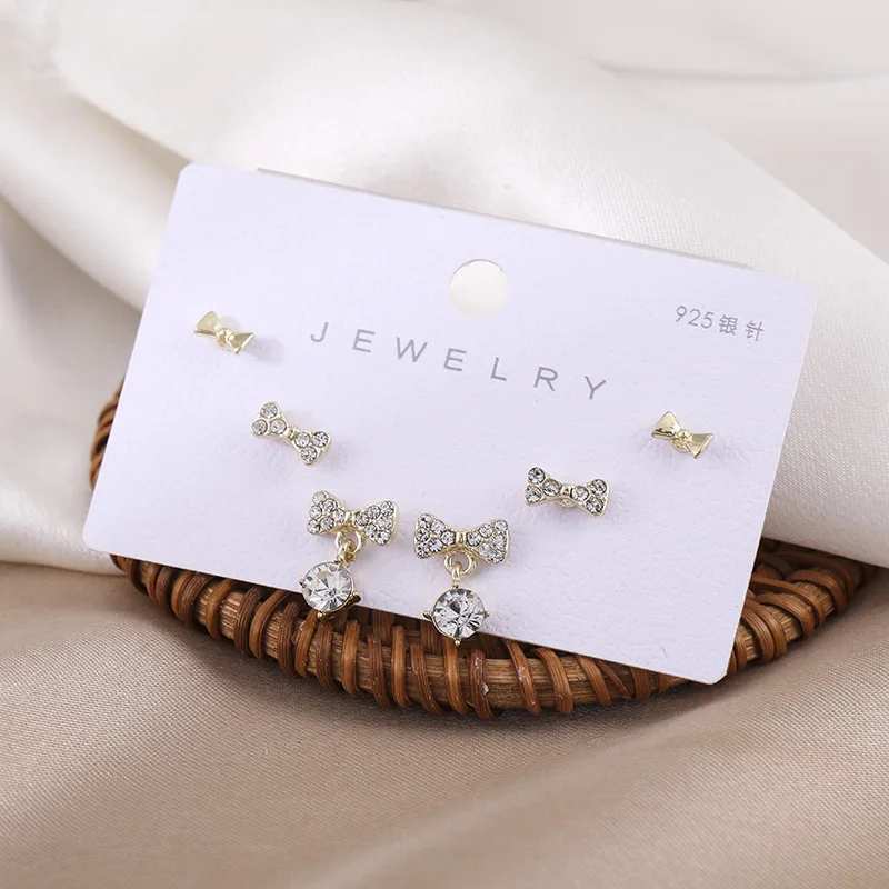 

6 stud earrings, cute little Korean bow-styled women's earrings, 2020 new jewelry