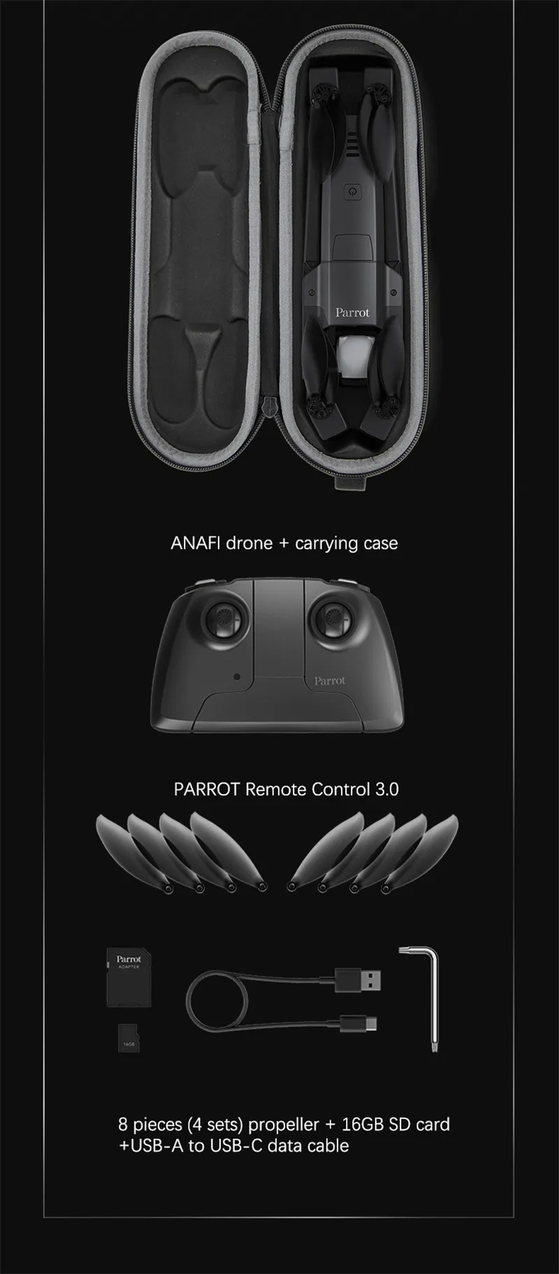 Parrot ANAFI 4K HDR gps Дрон запись Wi-Fi gps дроны AI Follow me функция