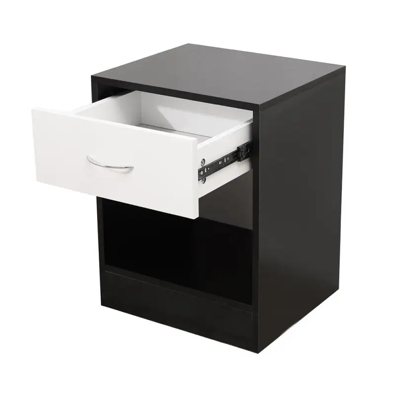 

50*34.5*40cm Nordic Solid Wood Nightstands With Drawer Apartment Bedroom Bedside Table Assembly Black & White Cabinets 2pcs/set