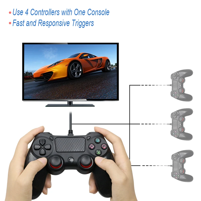 USB проводной геймпад для Playstation 4 джойстик геймпад двойной шок джойстик для ПК для PS4 контроллер 2,2 м кабель для PS3 консоли