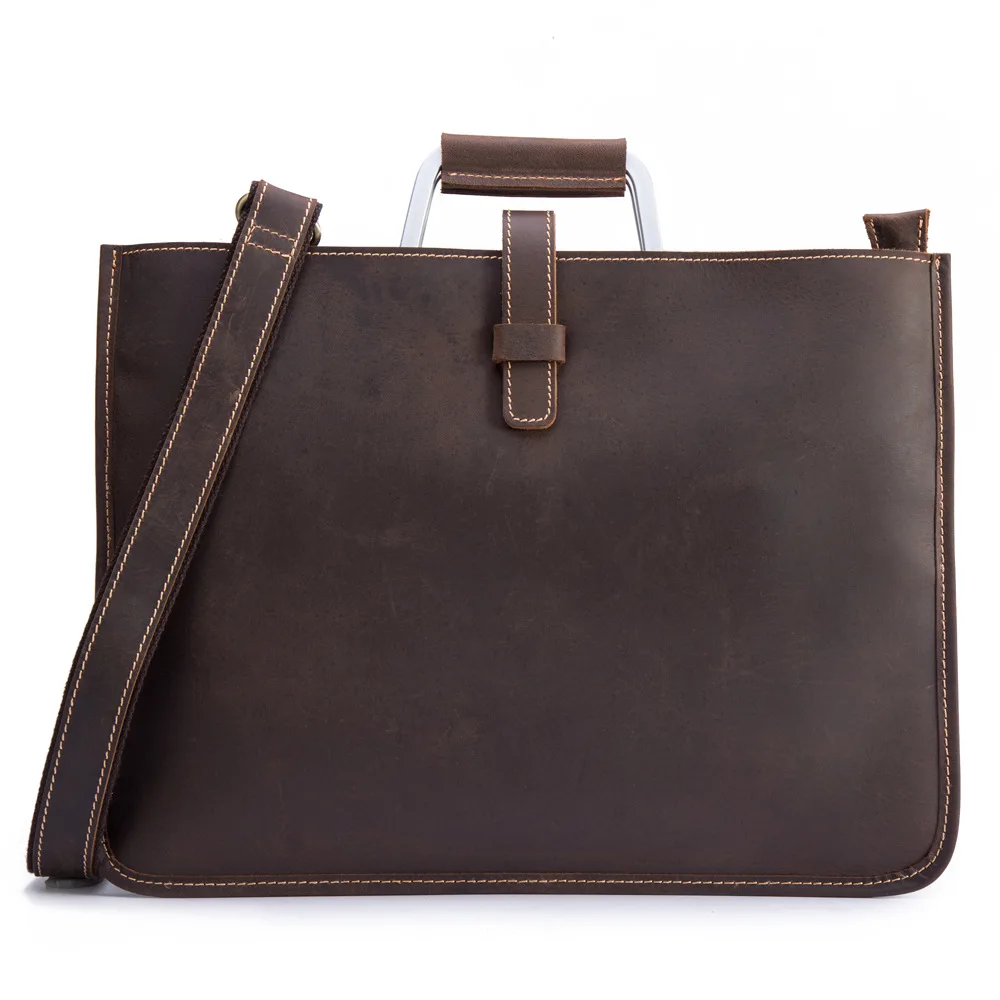 

Genuine Leather Briefcase Portable Business Vintage High Capacity Messenger Shoulder Briefcase Sacoche Homme Bags for Men DB60BA