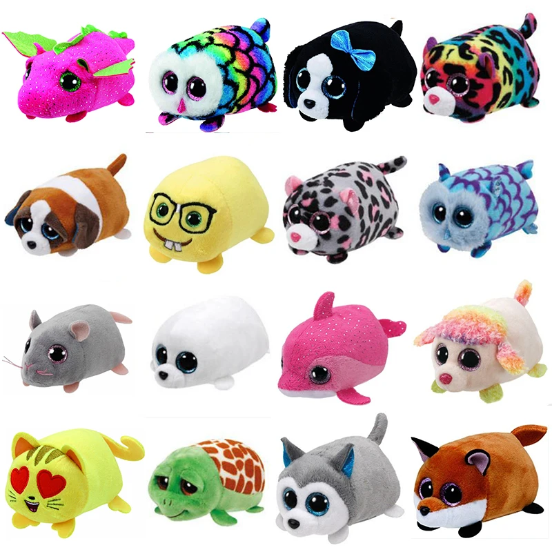 

10CM New Ty Beanie Big Eyes Sequins Phone Wipe Penguin Dragon Puppy Owl Plush Doll Collection Stuffed Toy Boys Girls Child Gift