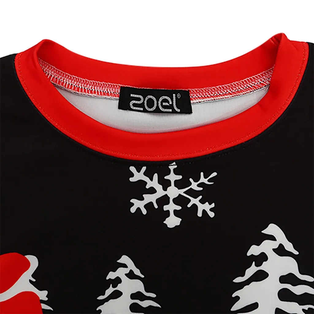 Модные женские свитшоты 2019 зимние красные рождественские Женские топы с длинным