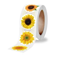 500pcsrolls sunflower stickers rolls self adhesive seals for christmas thanksgiving party decor scrapbooking cards envelopes