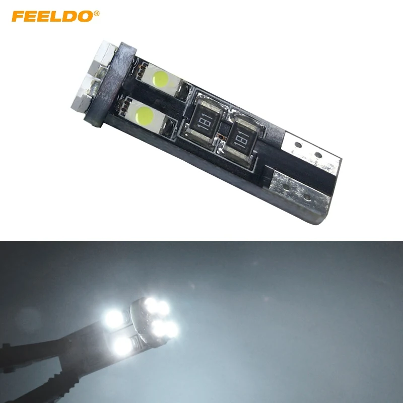 FEELDO 10 шт. автомобильный DC12V ~ 14 5 V 6000 6500K белый 8SMD 3528 T10 клиновидный объектив