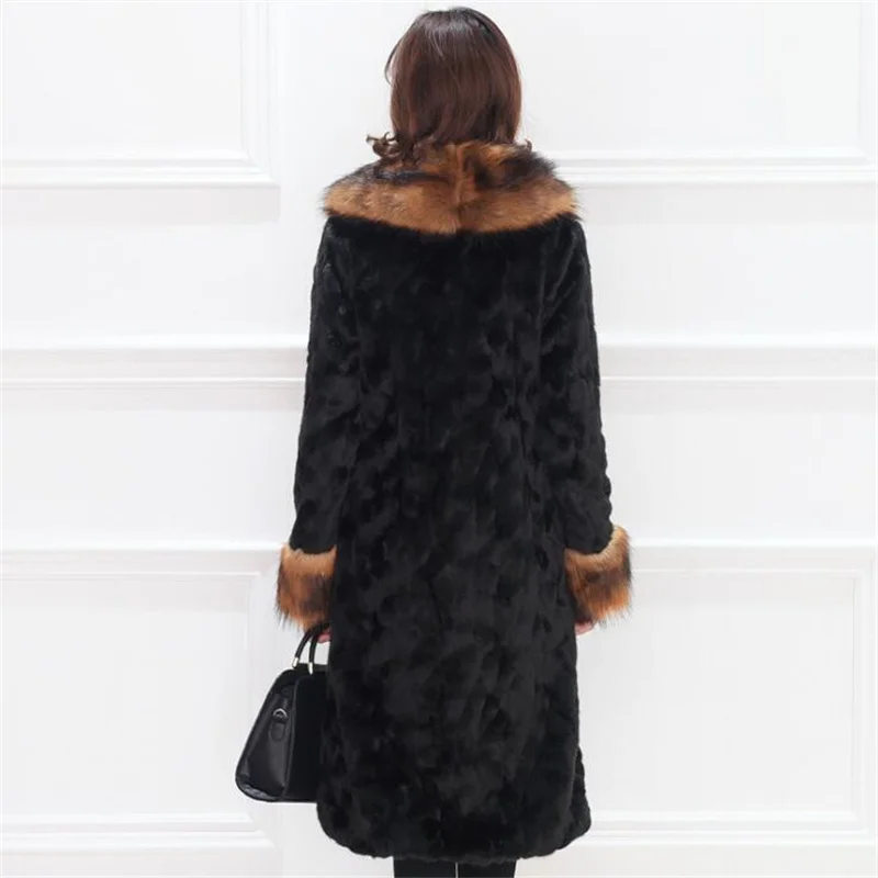 Fur Coat Womens Long Clothes Slim Autumn Winter New Style Fox Collar Mink Jackets Female Korean Warm Leisure