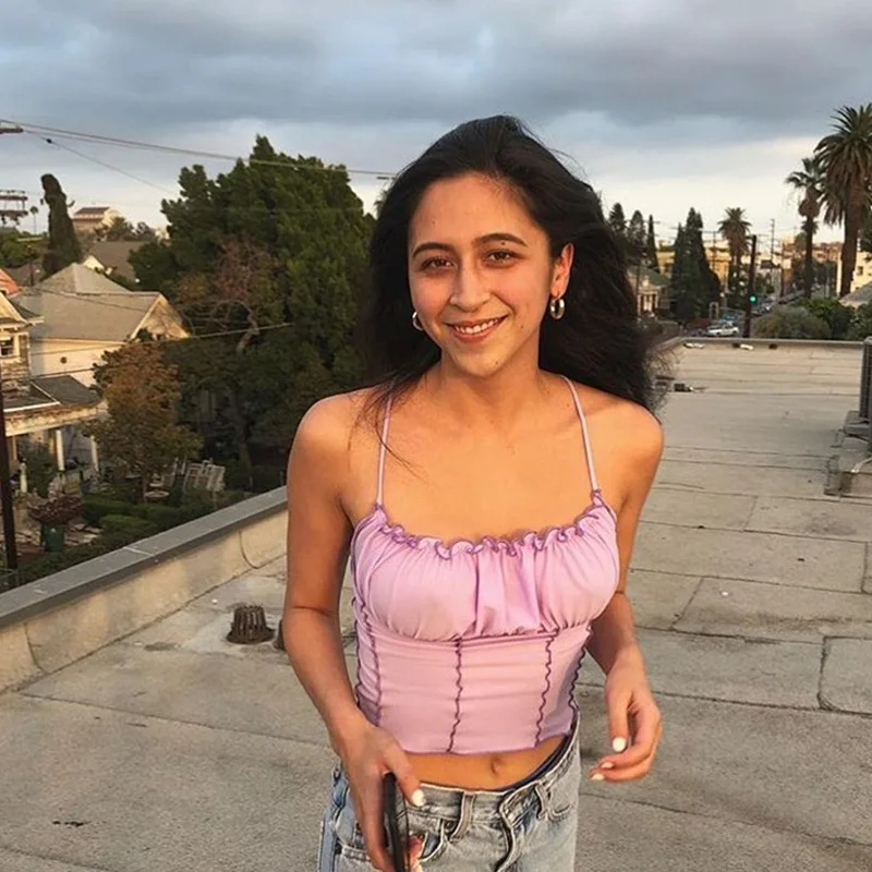 

New Women's Fashion Sling Top Purple Sexy Sleeveless Bra Vest S M L Women Casual Tank Tops Vest Sleeveless Crop Tops Clothes