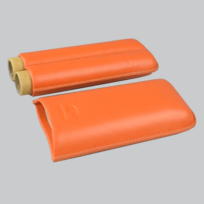 COHIBA оранжевый мягкий кожаный чехол для сигар 2 трубки с красивой подарочной