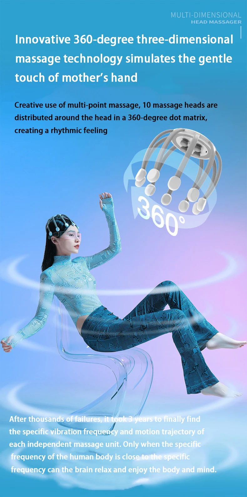 Электрический массажер расслабляет кожу головы способствует кровообращению