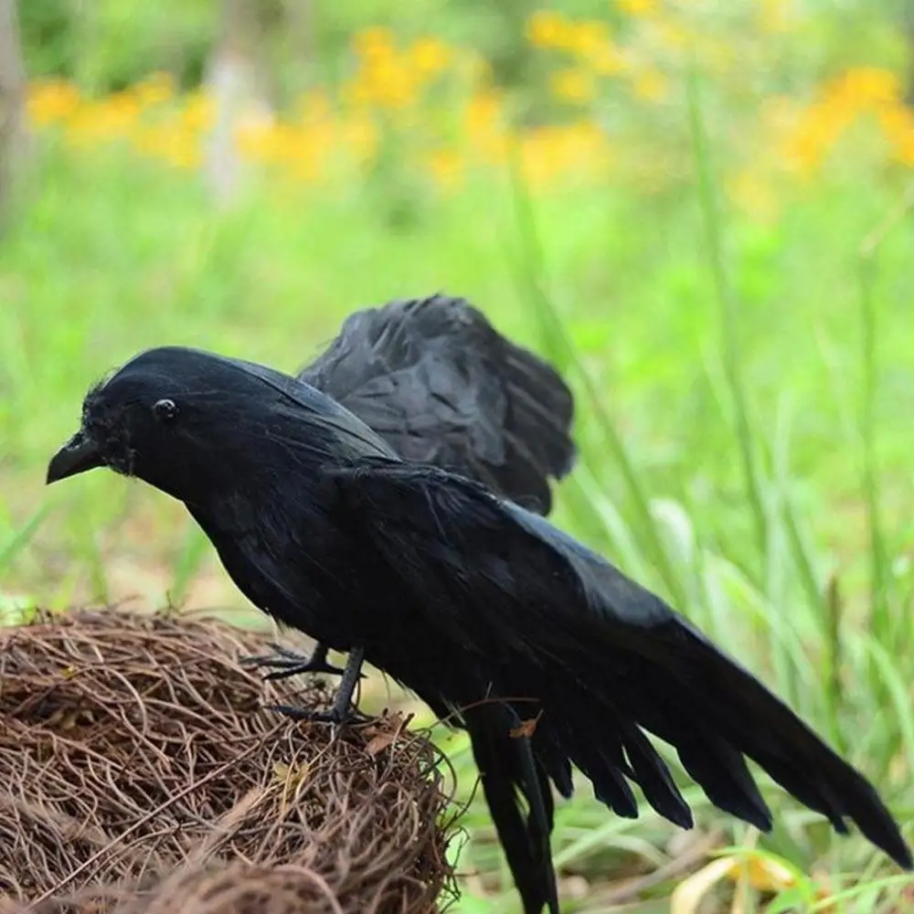 Мини Хэллоуин газон черный ворона птицы поддельные яркие искусственная