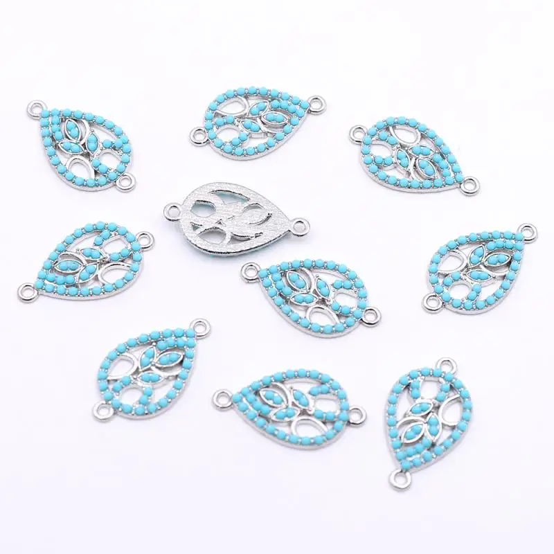 Соединители в форме капли воды для изготовления ювелирных изделий голубые