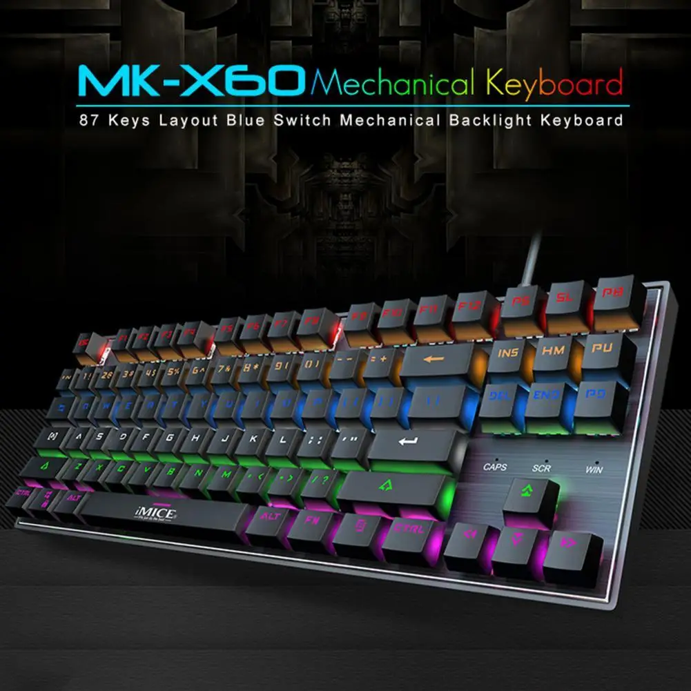 

MK-X60 87 Keys Waterproof Mechanical USB Wired Gaming Keyboard with RGB Backlight