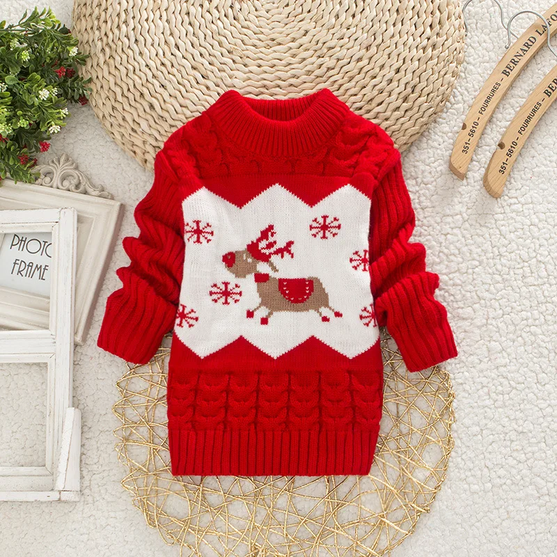 

Girls Sweaters New Winter Children Christmas Clothes Cartoon Pattern Sweater Kids Knitted Clothing Lovely Outfits 1 3Y