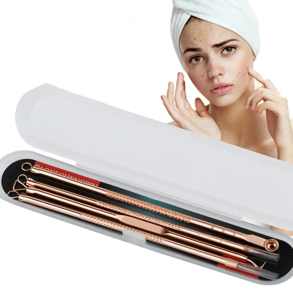 Антибактериальный 4 головки Двусторонняя игла для удаления угрей инструмент из