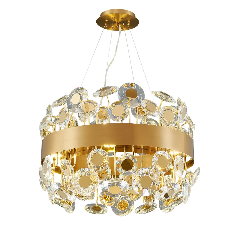 

Ivanovwa Post Modern Chandeliers Lighting Personality Living Room Bedroom K9 Crystal Lamp Gold Stainless Steel Suspension Lights