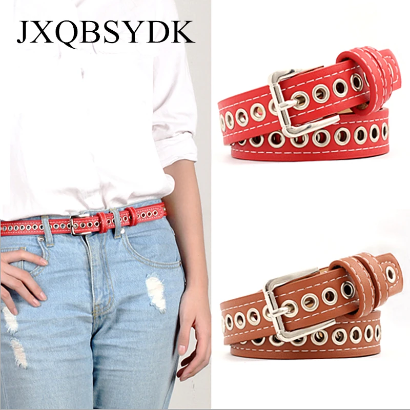 

2020 Luxury Belts For Women Pin Buckle Designer Belts Women High Quality PU Porous Strip Belts