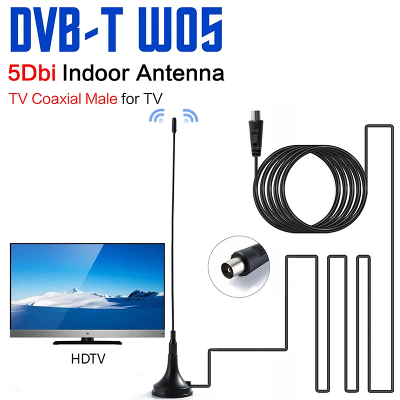 Portable Stick TV Antenna Indoor Outdoor Digital HD Freeview Aerial 5dBi 50 Mile VHF(172-240Mhz) \ UHF(470-860Mhz) | Электроника