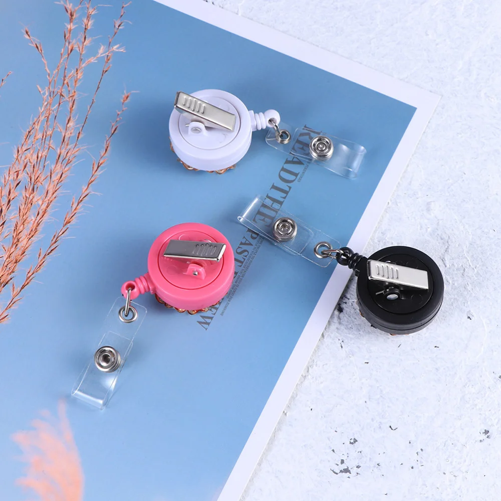 

6pcs Retractable Badge Holder Alloy Flower Shaped Clips Telescopic ID Buckles (White Black and Each One)