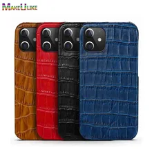 Genuine Leather Case For iPhone 12 Mini Pro MAX Case Luxury Alligator Phone Hard Back Cover For Phone12Pro Max 12mini Max Case
