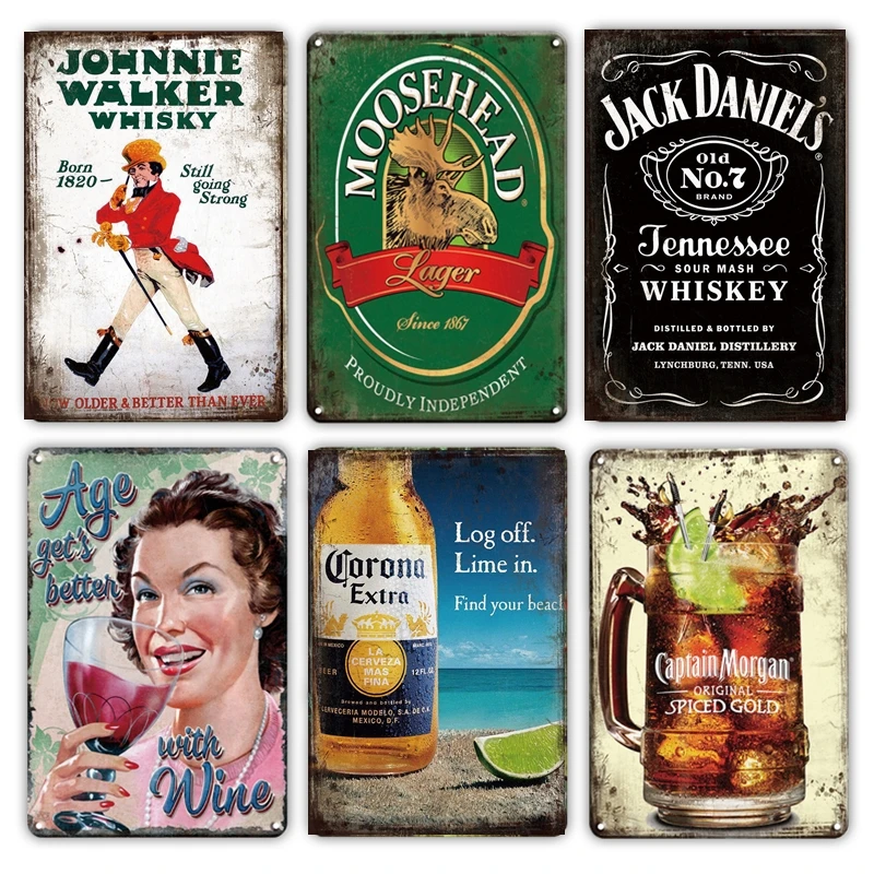 Кофейный Корона пивной домкрат винный металлический настенный жестяной знак