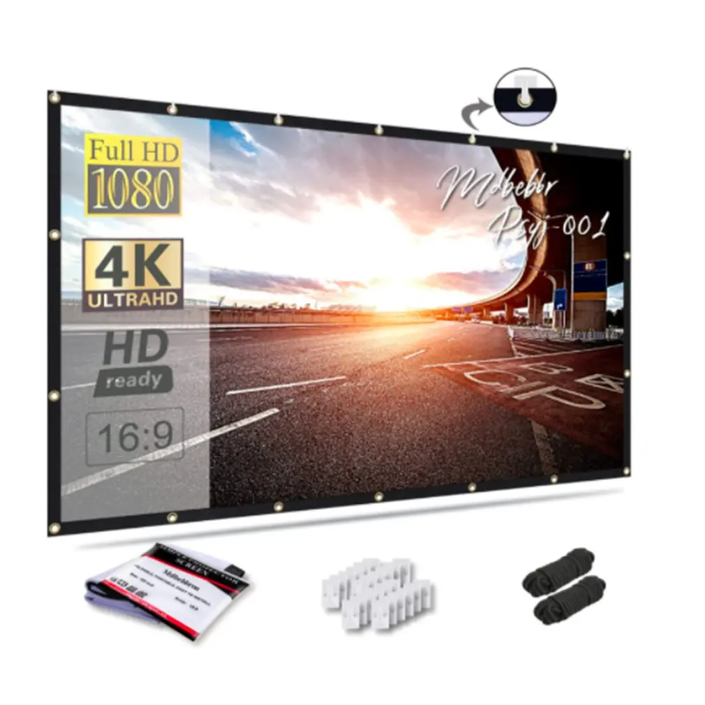 

Портативный мягкий экран из полиэстера 16:9, для проектора, для домашнего кинотеатра, для помещений