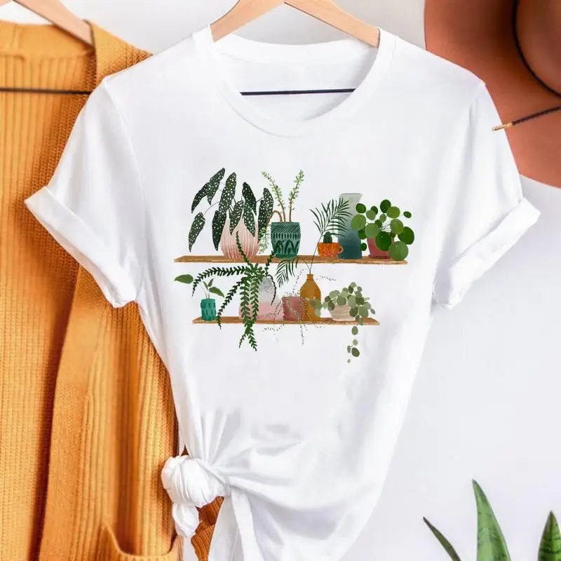 

Short Sleeve Plant Love Spring Summer Fashion Women Graphic T Top Shirt Stylish Print T-shirts Cartoon Female Tee T-Shirt