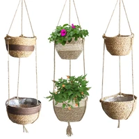 hanging rope flower pots garden plant pots woven hanger planter decorative flower pot hanging basket home balcony decoration