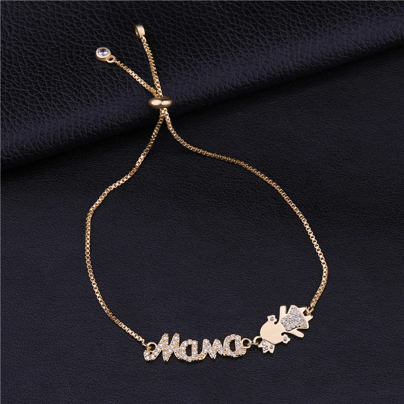 Дропшиппинг Ali Moda золото/серебро/Корона из розового золота для девочек и мальчиков очаровательный браслет регулируемые звенья цепи Mama браслет для женщин и детей - Окраска металла: Gold