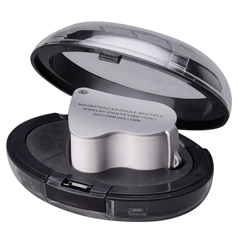 

60X 30X Glass Magnifying Magnifier Loop Jewelry Loupe with LED Light Hot 6XDD