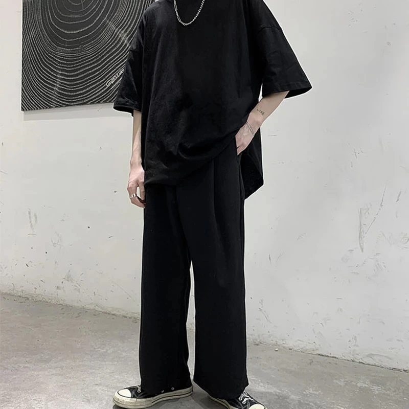 

Split fashion t-shirt men's ins new net red Short Sleeve T super hot 2020 loose top hem irregular summer