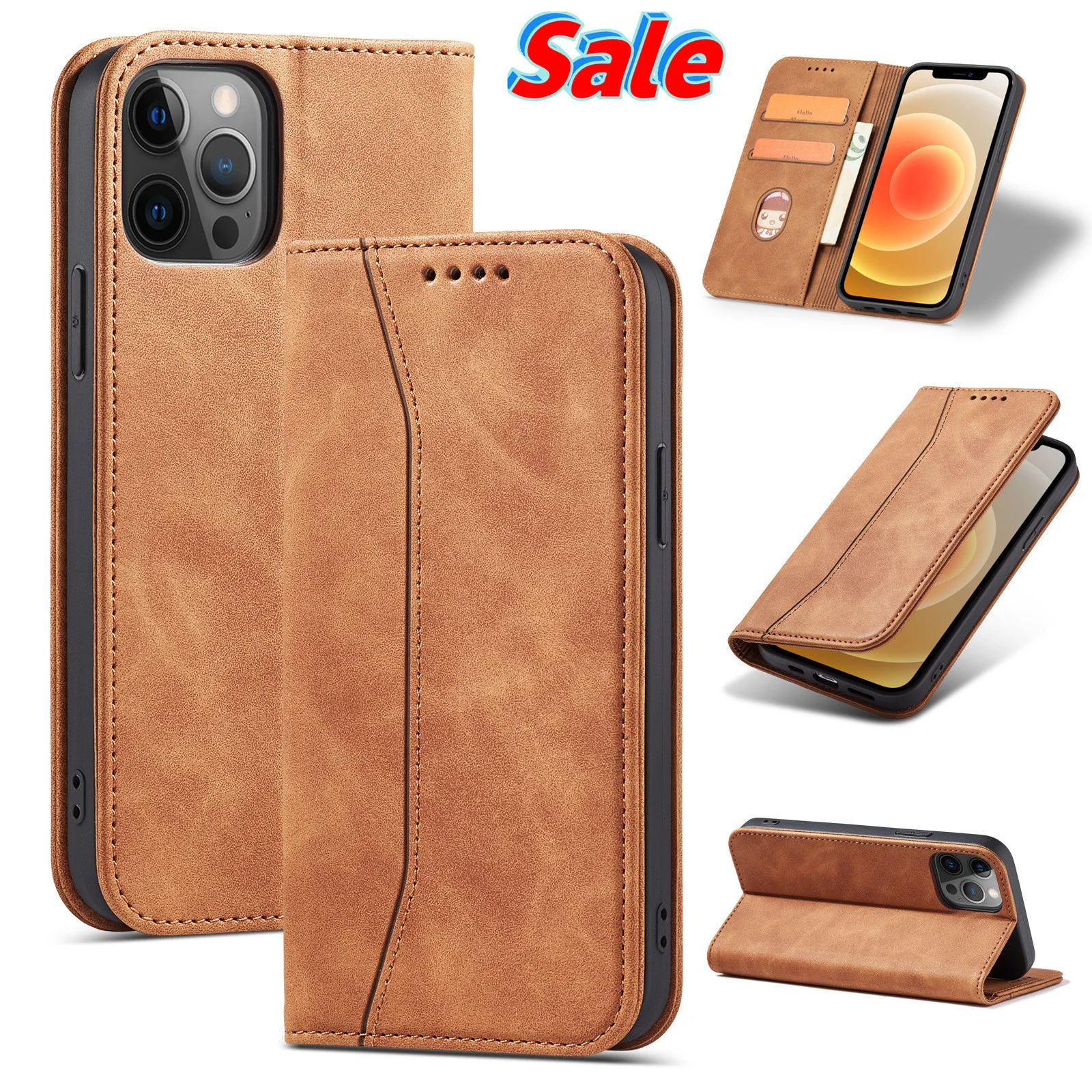 

Leather Flip Case for iPhone 6 6s 7 8 SE 2020 11 12 13 Mini Pro PLUS X XS Max XR Luxury Wallet Cards Stand Phone Bags Cover