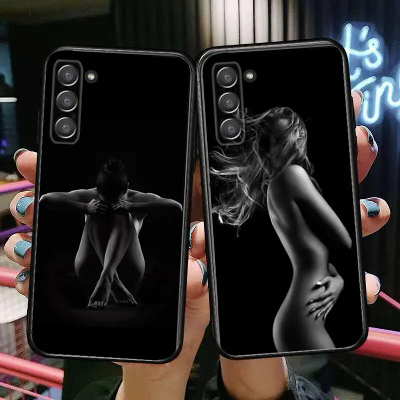 

Black Sexy Woman Nude Art Phone cover hull For SamSung Galaxy s6 s7 S8 S9 S10E S20 S21 S5 S30 Plus S20 fe 5G Lite Ultra Edge