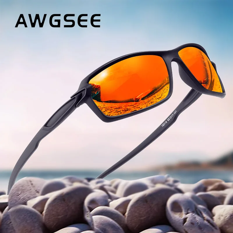 

AWGSEE UV400 Polarized Sunglasses Men Driving Shades Colorful Colors Lens Windproof Sand Goggle Sports Sun Glasses Gafas de sol